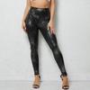 Leggings Dorados con Estampado de Serpiente de Cintura Alta para Mujer, Leggings de Yoga Ajustados Elásticos, Estampado de Serpiente Dorado Metálico, Palabras Clave Transfronterizas de Tendencia
