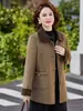 Nova coleção estilosa de outono e inverno para mulheres de meia-idade: casacos de lã elegantes com gola, peças de outer wear folgadas para outono e inverno para mulheres