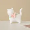 Figura de gatito de cerámica Gato de cerámica pintado a mano Decoración de mesa de centro de sala de estar Acuario Planta en maceta Paisaje en miniatura