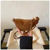Estilo Coreano Retro Bolso de Empanada para Niños Estampado de Leopardo Mate Bolso de Hombro Cruzado Individual para Niñas Bolsa con Accesorio de Llavero Lye Knot Lindo