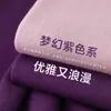 Cielo Estrellado Uva Morada Uva Morada 400g Algodón Peinado Pesado Camiseta de Manga Corta Color Sólido Suave Transpirable Calidad Superior para Hombres y Mujeres