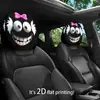 Funda de Reposacabezas para Coche con Estampado de Calavera Negra de Comercio Exterior Transfronterizo, Estilo Elástico Universal, Funda de Reposacabezas para Coche Original y Divertida