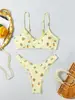 2027 Conjunto de Bikini de Comercio Exterior Amazon Estilo de País Europeo y Americano Transfronterizo Flor Amarilla Pequeña Cómodo Traje de Baño de Dos Piezas para Niñas