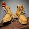 Botas de Algodão Quentes Versáteis da Moda Botas Martin Botas de Inverno com Forro Espesso Sapatos Masculinos de Cano Alto Novos Sapatos de Trabalho Masculinos