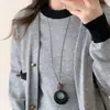 Nuevo Collar de Pluma de Bronce Zen Chino para Mujer Estilo Étnico Bohemio Doble Capa Cadena Larga para Suéter Accesorios