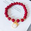 Pulseira Dragão do Zodíaco 2024 vermelho cinábrio homens e mulheres casal namoradas contas de cor natural contas da sorte ano de nascimento Pulseira Dragão de Jade