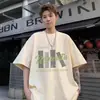 Camiseta de Manga Ranglán Suelta de Manga Corta para Hombre Verano Estilo Americano Marca de Tendencia Moda Suelta Ropa Pesada de Media Manga para Adolescentes
