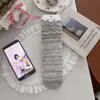Meias de Fada de Malha Fina de Verão, Meias Finas Transparentes Pretas e Brancas de Renda, Meias Estilo Lanterna Lolita Franzidas