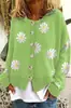 Suéter Holgado Casual Simple de Moda para Mujer Otoño e Invierno Cardigan de Punto con Botones de Crisantemo Pequeño Estilo Corto Transfronterizo