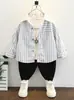 1623 Camisa para Niños Primavera y Otoño Estilo Nuevo Fresca Ropa de Primavera para Bebé Camisa Chaqueta a Rayas Top Delgado para Niños
