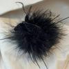 Grampo de cabelo de pena preta para mulheres, rabo de cavalo alto, grampo de fixação de artefato, grampo de cabeça de bola, grampo de cabelo para outono e inverno