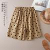 Shorts Cool de Bolinhas para Mulheres, Estilo Artístico Soltinho de Verão, Cintura Elástica com Cordão, Perna Larga, Comprimento no Joelho, Emagrecedor e Moderno