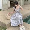 Vestido Pequeño de Verano con Mangas de Murciélago Transfronterizo Nuevo Estilo Fresco Francés Suave Falda de Tirantes Ajustada Cintura Alta Falda Larga Ajustada