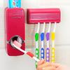 Set Dispensador de Pasta de Dientes Totalmente Automático Transfronterizo del Fabricante, Sin Perforaciones, Soporte para Cepillos de Dientes a Prueba de Polvo, Soporte de Plástico para Artículos de Aseo Tres en Uno