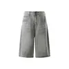 Calça Jeans Cropped Wide-Leg High Street para Homens, Novo Verão 2026 Estilo Retro Americano com Efeitos Desgastados (Whiskers), Calça Cropped de Corte Amplo