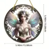 Letrero Colgante de Disco Plano Acrílico Creativo Transfronterizo con Imagen de Princesa Fantasía Cuento de Hadas Belleza, Decoración de Ventana Atrapasoles, Letrero de Porche