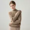 Suéter de caxemira de fio duplo espessado com gola alta meia-alta feminino solto para usar por baixo pulôver manga raglan tricô quente camada base