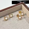 Nuevos Pendientes de Flor de Perla y Circonita para Mujer, Pequeños, Exquisitos y de Alta Gama, Elegantes, Clips de Bobina Antimosquitos sin Perforar para Mujer