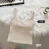 Camiseta sin mangas de tirantes para mujer Verano 2026 Nuevo Estilo Ajuste Delgado con Almohadillas en el Pecho Estilo Deseo Puro Top Corto Exterior