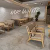 Sofá silla elegante de alta gama para cafetería, combinación de mesa redonda tipo hongo, combinación de mesa y silla para tienda de té con leche, fábrica de sofás sillas individuales