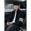 Chaqueta cárdigan de punto de tres rayas para hombre, otoño e invierno, holgada y casual, nuevo modelo popular, comercio exterior al por mayor transfronterizo