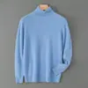 Nuevo Suéter de Lana 100% Pura para Hombre Otoño e Invierno Primera Línea Listo para Usar Cuello Alto Holgado Casual Tejido de Lana Suéter