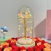 Flor Eterna Cubierta de Vidrio Rosa con Lámina de Oro Luz Nocturna 520 Regalo para el Día de San Valentín el Día de la Madre Adorno de Escritorio LED Mariposa