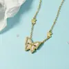 Colar Borboleta Fritillary Corrente para Clavícula Feminina Celebridade da Internet Estilo Simples Cool Alça Curta para Pescoço Cravejado com Diamante Design de Nicho