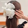 Popular pinza para el pelo de tela esponjosa con encaje de estrellas y lazo de gasa de burbujas, pinza de garra extragrande para recogidos en la parte posterior de la cabeza