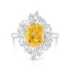 Anillo de Huevo de Paloma Cortado Flor de Hielo de Piedra Preciosa Colorida Más Vendido en Transmisión en Vivo para Mujeres, Chapado en Oro Real Diamante de Alto Carbono Super Brillante Anillo con Forma de Huevo Joyería