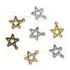 Pingente Estrela de Cinco Pontas Vazado Multicor Retrô 16x14mm Liga de Zinco Acessórios DIY Colar Brinco Acessórios para Joias Atacado