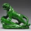 Figura de Tigre tallada en madera maciza verde, Doce Animales del Zodiaco, Decoración del hogar de Tigre para sala de estar y estudio, Artesanía decorativa Feng Shui
