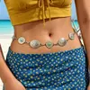 Accesorio de cadena de cintura decorativo de estilo étnico, diseño bohemio de nicho, cinturón vintage de metal tallado con turquesa para mujer