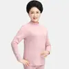 Ropa interior térmica de algodón puro de grosor medio para otoño e invierno de mamá, suéter de algodón, camiseta base, ropa interior cálida de cuello alto y bajo para mujeres de mediana edad y mayores
