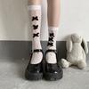Medias blancas sexy caladas con lazo negro, cortas, hasta media pantorrilla, para mujer, de verano, finas, transpirables