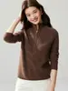 Suéter de punto 100% cachemira pura con media cremallera y cuello alto para mujer, nuevo suéter de cachemira slim-fit para otoño/invierno, capa base