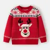 Suéteres familiares a juego para Navidad, nuevo tejido de punto jacquard retro europeo y americano de otoño e invierno para hombres y mujeres para fiestas navideñas
