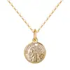 Colgante de plata S925 con cabeza de moneda dorada, collar con moneda lateral, cadena para suéter, collar retro que combina con todo, cadena para clavícula, joyería