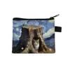 Nuevo Monedero de Gato Van Gogh Mini Bolsa de Almacenamiento Infantil Cartera Pequeña Cuadrada Bolsa Pequeña Linda para Niños