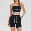 Nuevo conjunto deportivo transfronterizo para mujer: Shorts de fitness de tiro alto que levantan los glúteos, sujetador de yoga de alta elasticidad con sensación de segunda piel y hermoso diseño en la espalda