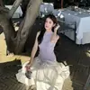 Suéter de Punto Ajustado de Cuello Alto Medio para Mujer, Guangzhou Shisanxing 2026 Primavera Nuevo Estilo Chaleco Base sin Mangas 6992
