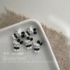 Preto e Branco Leite Café Bonito Tridimensional Dos Desenhos Animados Kitty Cat Nail Art Jóias Resina Arco Desgaste Unhas Decoração Colar