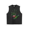 Marca Americana Tendência Vintage Hip-Hop Estampa Abstrata Camiseta Solta Gola Pequena Casual Algodão Puro Sem Mangas Colete Masculino Transfronteiriço