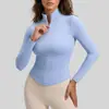 Ropa Deportiva de Verano Transfronteriza con Media Cremallera y Mangas Largas para Exteriores, Adelgazante, para Fitness, Running, Entrenamiento, Yoga