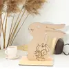 Artesanías de Madera de Pascua, Conejo de Color Natural con Base, Decoraciones de Mesa de Fiesta de Madera Pascua