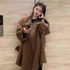 Estilo Dinero Antiguo: Abrigo de Lana Doble Cara para Mujer, Invierno, con Bolsillos, de Longitud Media, Elegante y de Corte Relajado