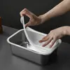 Bacia Retangular de Aço Inoxidável para Alimentos com Tampa Bacia de Porção Bacia de Exposição de Barraca Bacia de Servir para Buffet Bain-Marie Recipiente para Alimentos