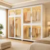 Guarda-roupa de metal em aço, novo modelo 2026, design popular, para guardar roupas, adequado para quartos de casa e apartamentos de aluguel, fácil de montar