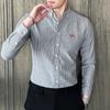 Estilo doméstico! Nova camisa casual de manga comprida listrada bordada versátil e elegante para primavera de 2024, camisa masculina