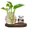 Decoração de Casa Estilo Chinês Panda Rabanete Verde Vaso Hidropônico Arranjo de Flores Vidraria Decoração de Mesa Vaso de Planta Presente